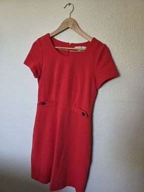 Boden Cordelia Red Ottoman Ribbed Sheath Dress